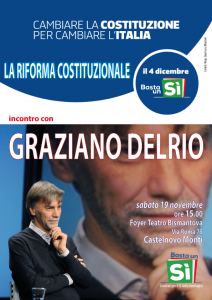  Graziano Delrio sarà al Teatro Bismantova di Castelnovo Monti