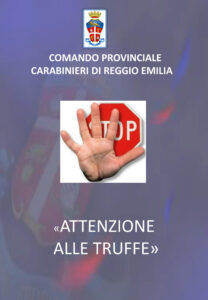 Copertina dell'opuscolo del Comando provinciale dei carabinieri contro le truffe