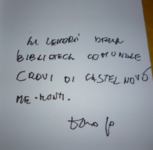 La dedica autografa di Dario Fo (foto Redacon)