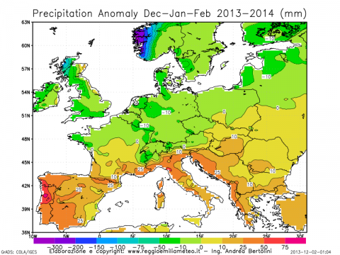 Anomalia pluviometrica inverno 2013-2014
