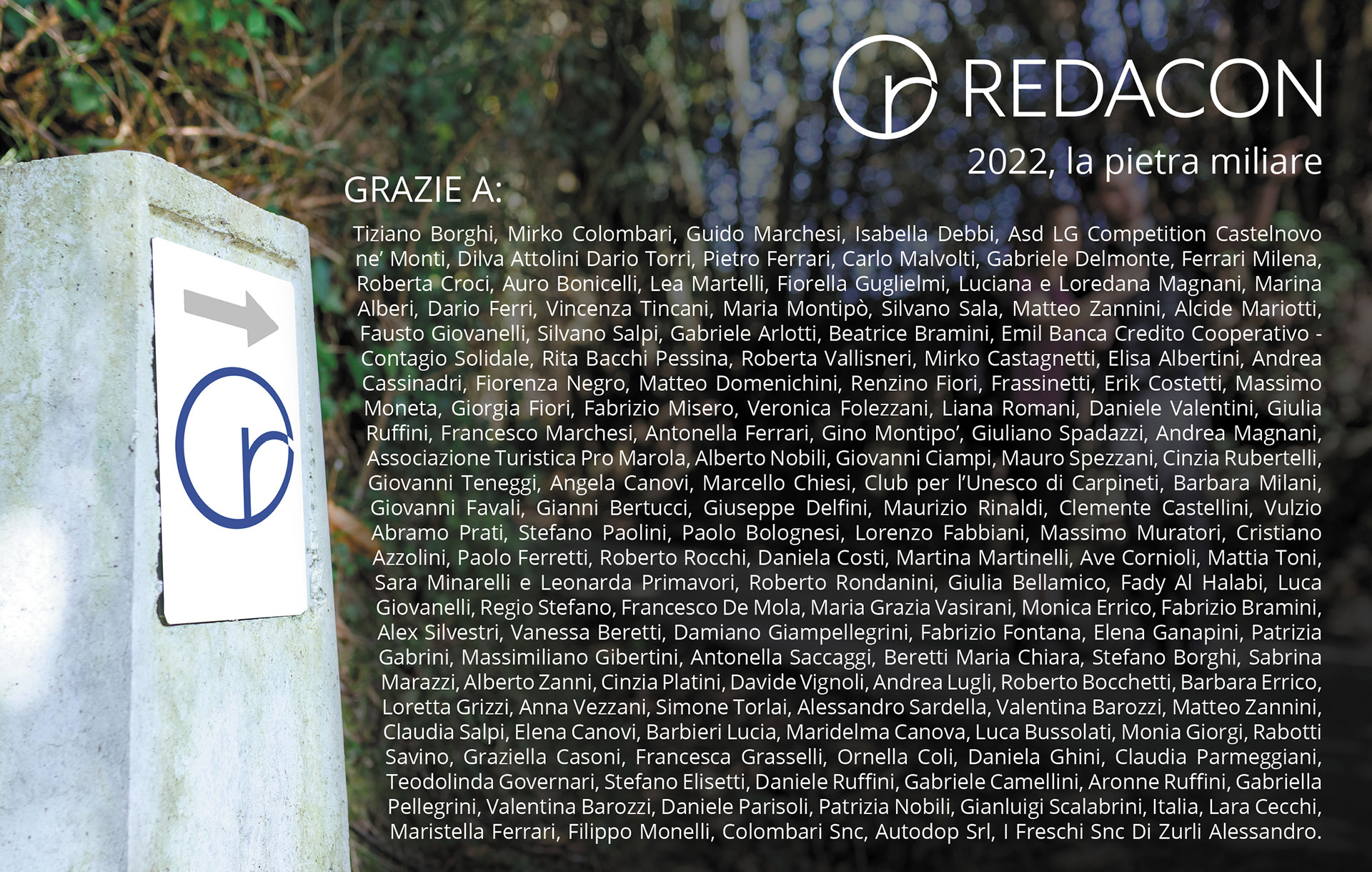 REDACON - pietra miliare: i sostenitori della campagna di crowdfunding