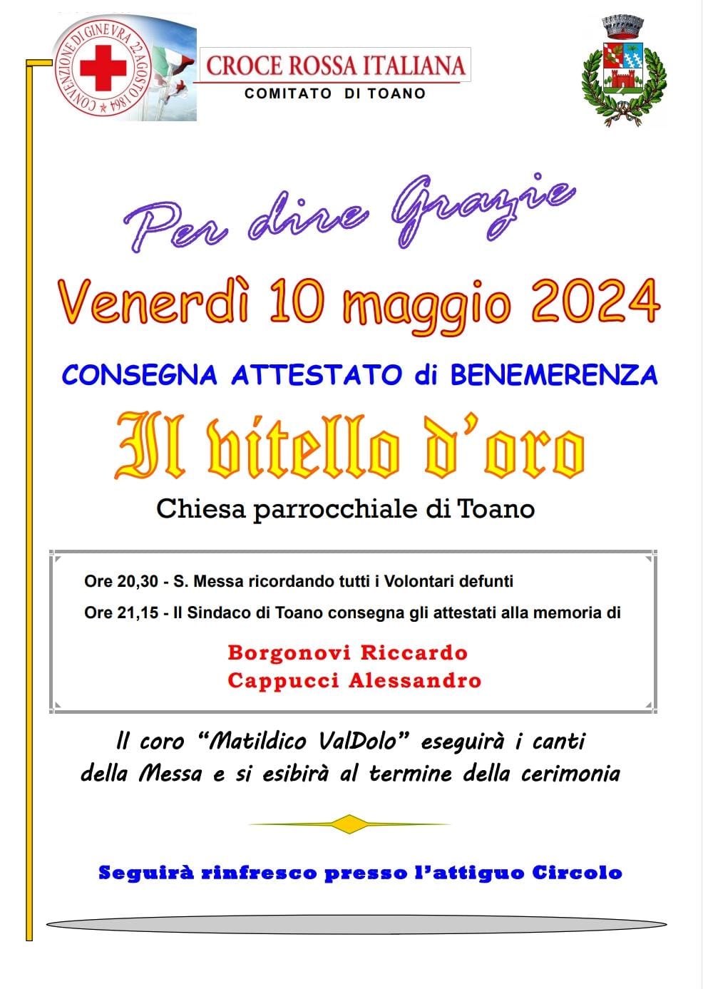 “Il Vitello d’oro 2024” ai parenti di Alessandro Cappucci e Riccardo ...
